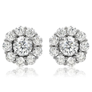 Floral Semi-Mount Diamond Halo Stud Earrings
