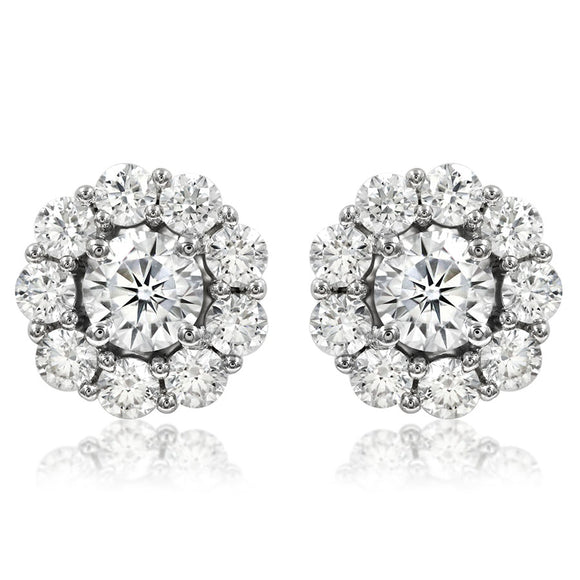 Floral Semi-Mount Diamond Halo Stud Earrings