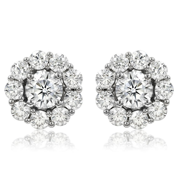 Floral Semi-Mount Diamond Halo Stud Earrings