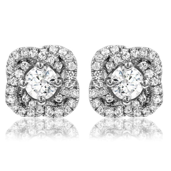 Diamond Semi-Mount Floral Swirl Stud Earrings