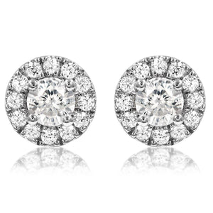 Diamond Halo Semi-Mount Stud Earrings