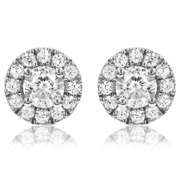 Diamond Halo Semi-Mount Stud Earrings