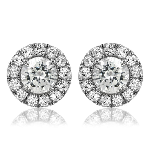 Diamond Halo Semi-Mount Stud Earrings