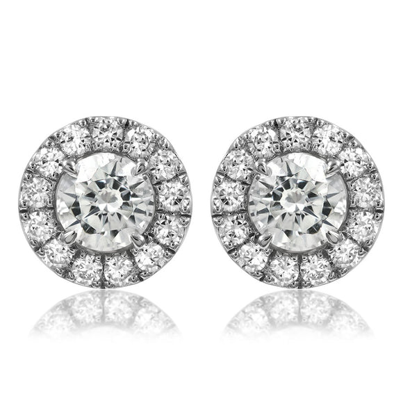 Diamond Halo Semi-Mount Stud Earrings