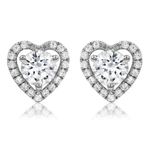 Diamond Heart Semi-Mount Stud Earrings