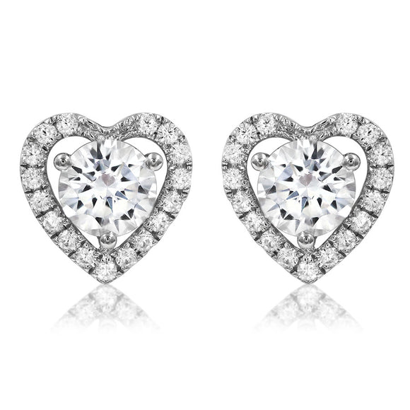 Diamond Heart Semi-Mount Stud Earrings