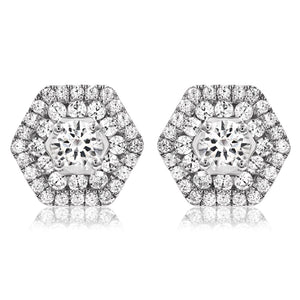 Diamond Hexagon Semi-Mount Stud Earrings