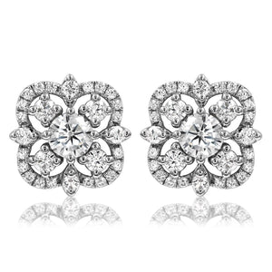 Diamond Semi-Mount Clover Stud Earrings