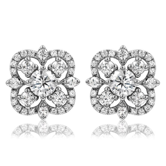 Diamond Semi-Mount Clover Stud Earrings