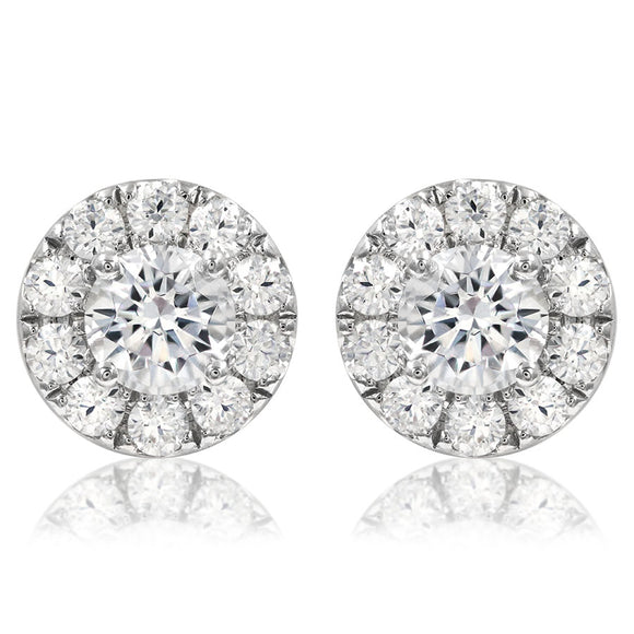 Diamond Halo Semi-Mount Stud Earrings