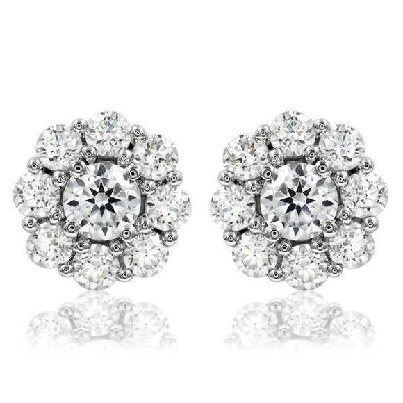 Floral Diamond Semi-Mount Stud Earrings