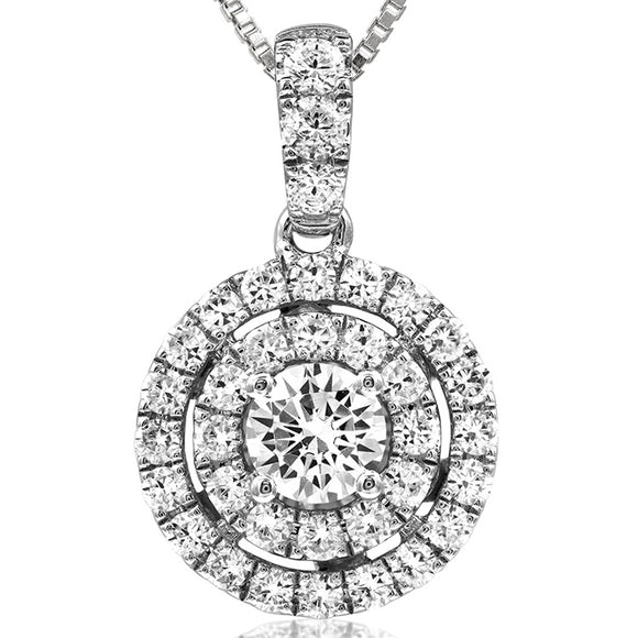 Double Halo Semi-Mount Diamond Pendant