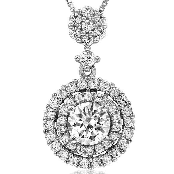 Double Halo Diamond Dangle Semi-Mount Pendant