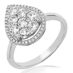 Diamond Cluster Teardrop Halo Engagement Ring