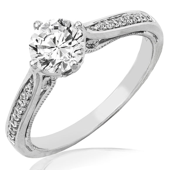 Diamond Semi-Mount Engagement Ring with Milgrain Accent