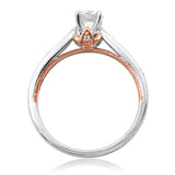 Diamond Semi-Mount Engagement Ring with Milgrain and Rose Gold Accent