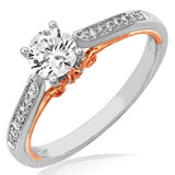 Diamond Semi-Mount Engagement Ring with Milgrain and Rose Gold Accent