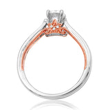 Diamond Semi-Mount Engagement Ring with Milgrain and Rose Gold Accent