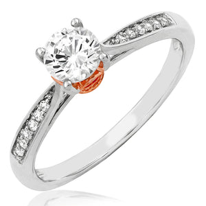 Diamond Semi-Mount Engagement Ring with Rose Gold Accent