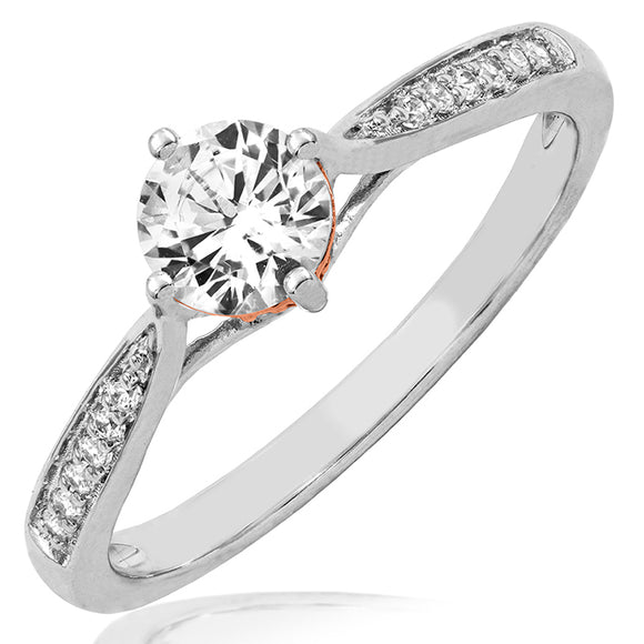 Diamond Engagement Semi-Mount Ring with Rose Gold Accent