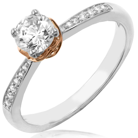 Diamond Semi-Mount Ring with Rose Gold Accent