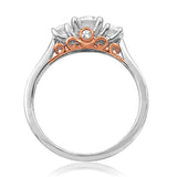 Three-Stone Diamond Semi-Mount Engagement Ring with Rose Gold Accent