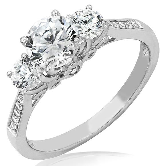 Three-Stone Diamond Semi-Mount Engagement Ring