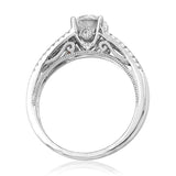 Vintage Semi-Mount Diamond Engagement Ring with Milgrain Accent and Split Shoulders