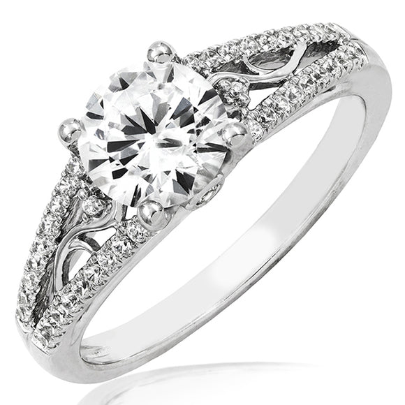 Vintage Semi-Mount Diamond Engagement Ring with Split Shoulders