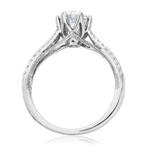 Six-Claw Diamond Semi-Mount Engagement Ring with Milgrain Accent