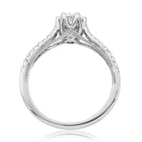 Diamond Semi-Mount Engagement Ring with Milgrain and Rose Gold Accent