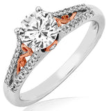 Vintage Semi-Mount Diamond Engagement Ring with Rose Gold Accent