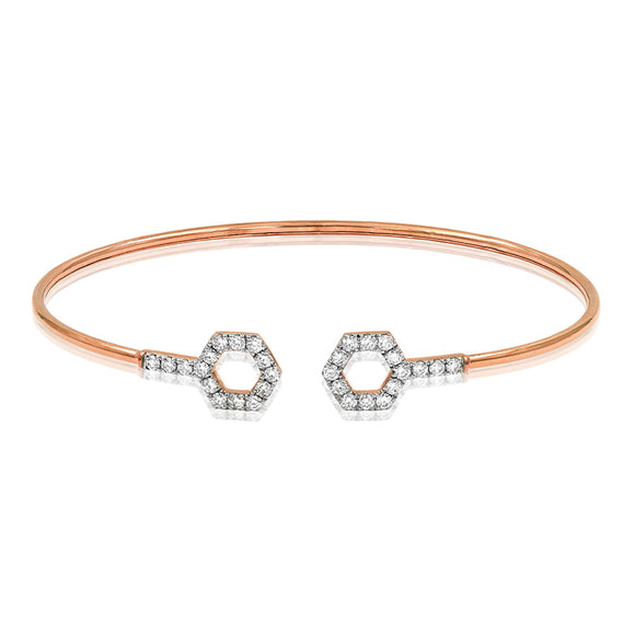 Diamond Hexagon Rose Gold Bangle