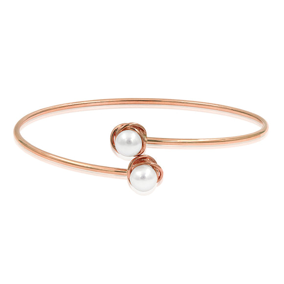 Pearl Bypass Rose Gold Bangle