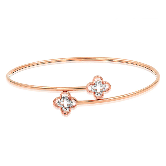 Clover Diamond Bypass Rose Gold Bangle