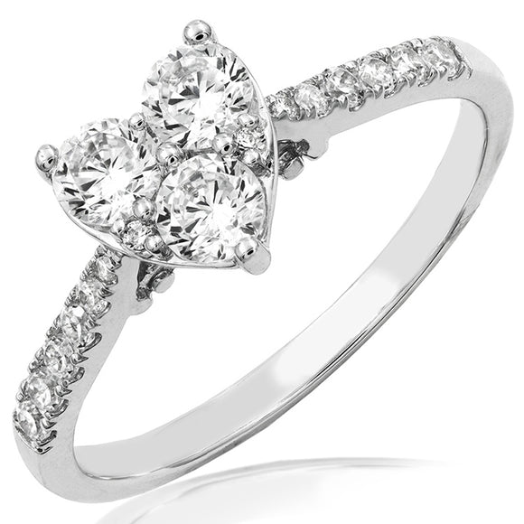 Diamond Cluster Heart Engagement Ring