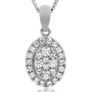 Diamond Cluster Oval Halo Pendant