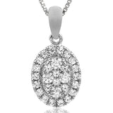 Diamond Cluster Oval Halo Pendant