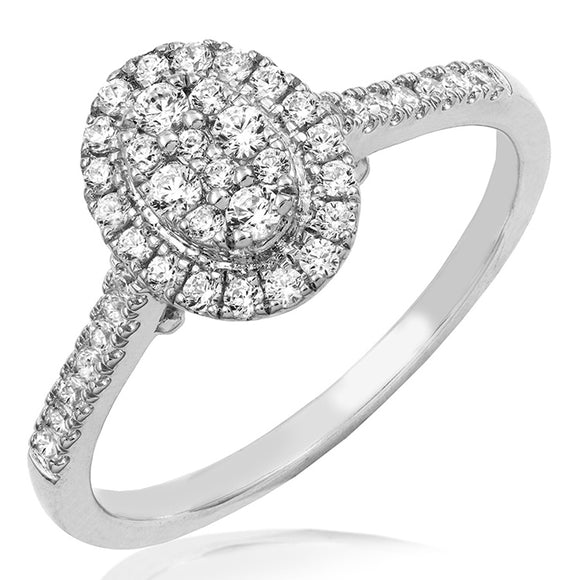 Diamond Cluster Oval Halo Engagement Ring
