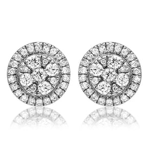 Diamond Cluster Halo Stud Earrings