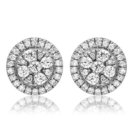 Diamond Cluster Halo Stud Earrings