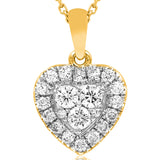 Diamond Heart Cluster Halo Pendant