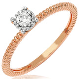 Diamond Illusion Ring with Ribbed Band