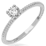 Diamond Illusion Ring with Ribbed Band