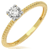 Diamond Illusion Ring with Ribbed Band