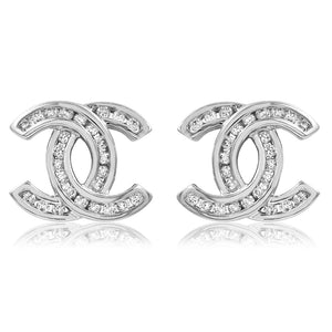 Double "C" Diamond Stud Earrings