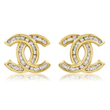 Double "C" Diamond Stud Earrings