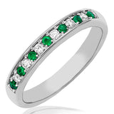 Double Row Gemstone Ring with Diamond Accent