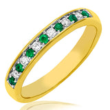 Double Row Gemstone Ring with Diamond Accent