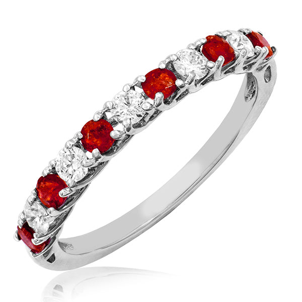Gemstone Band Ring with Diamond Accent